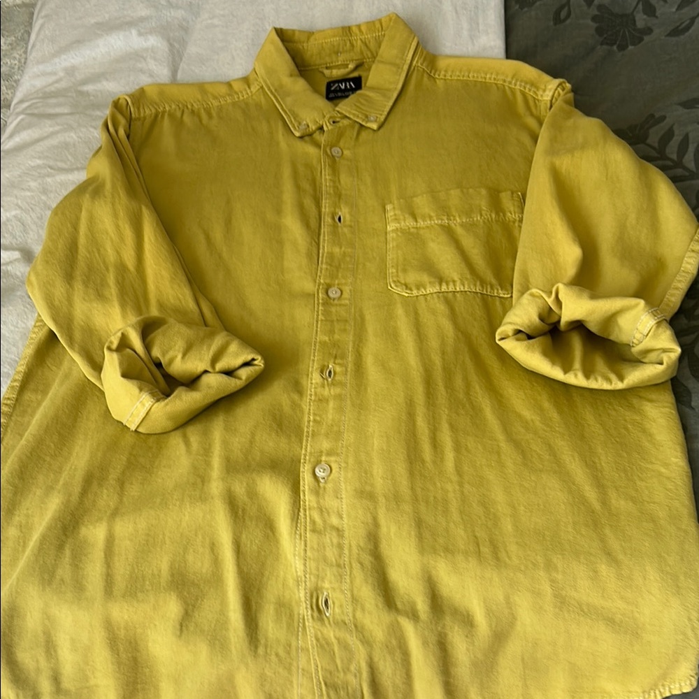 Zara Mustard Button-Up Shirt